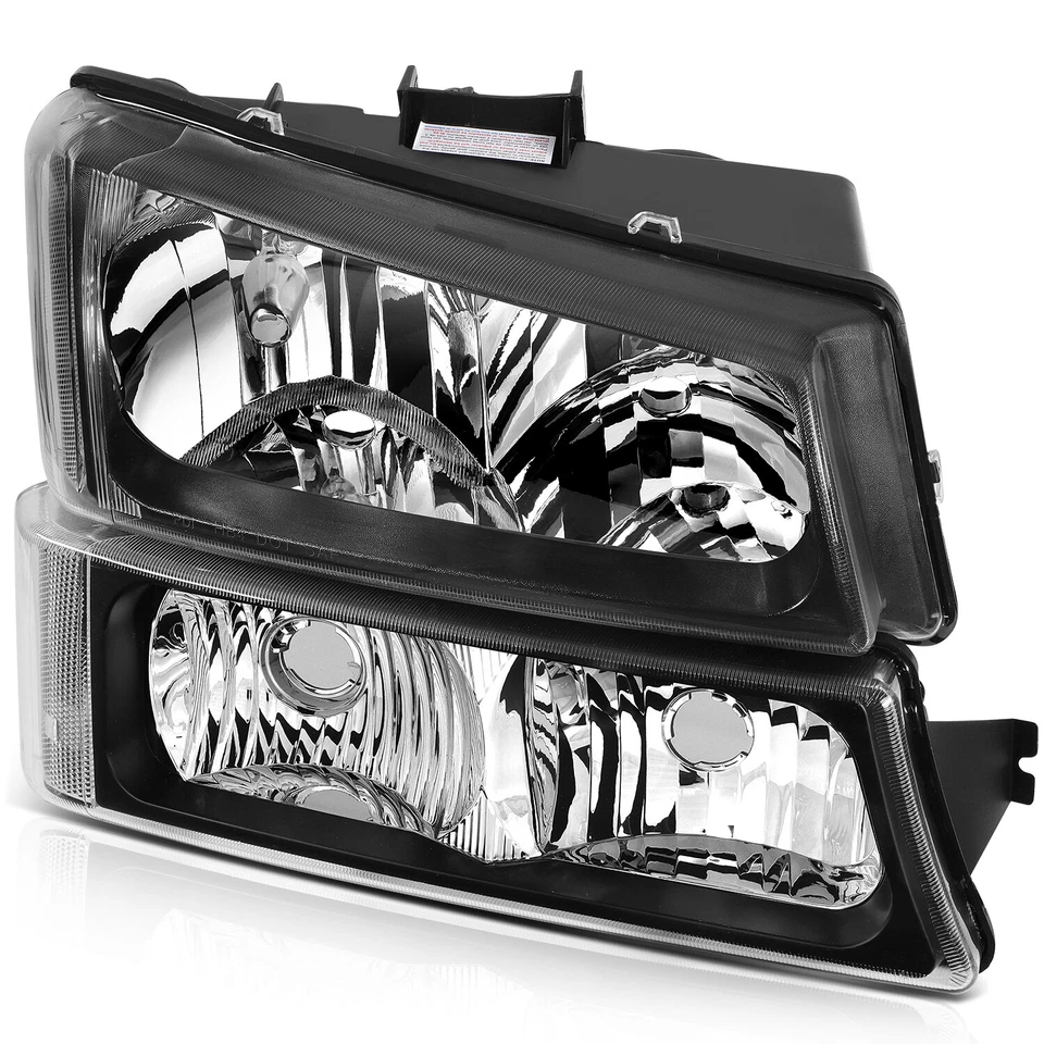 Conjunto de faros negros para Chevrolet Avalanche 2003-2006 par de parachoques Foto 3 de 4