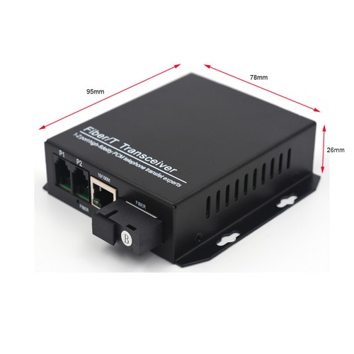 2 POTS Telefon RJ11 100M Ethernet przez Konwerter światłowodowy SM up 20Km Para - Zdjęcie 4 z 8