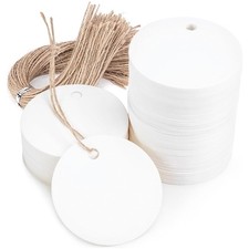 120PCS White Round Gift Tags, 2 inch Kraft Paper Gift Tags with String for Gi...