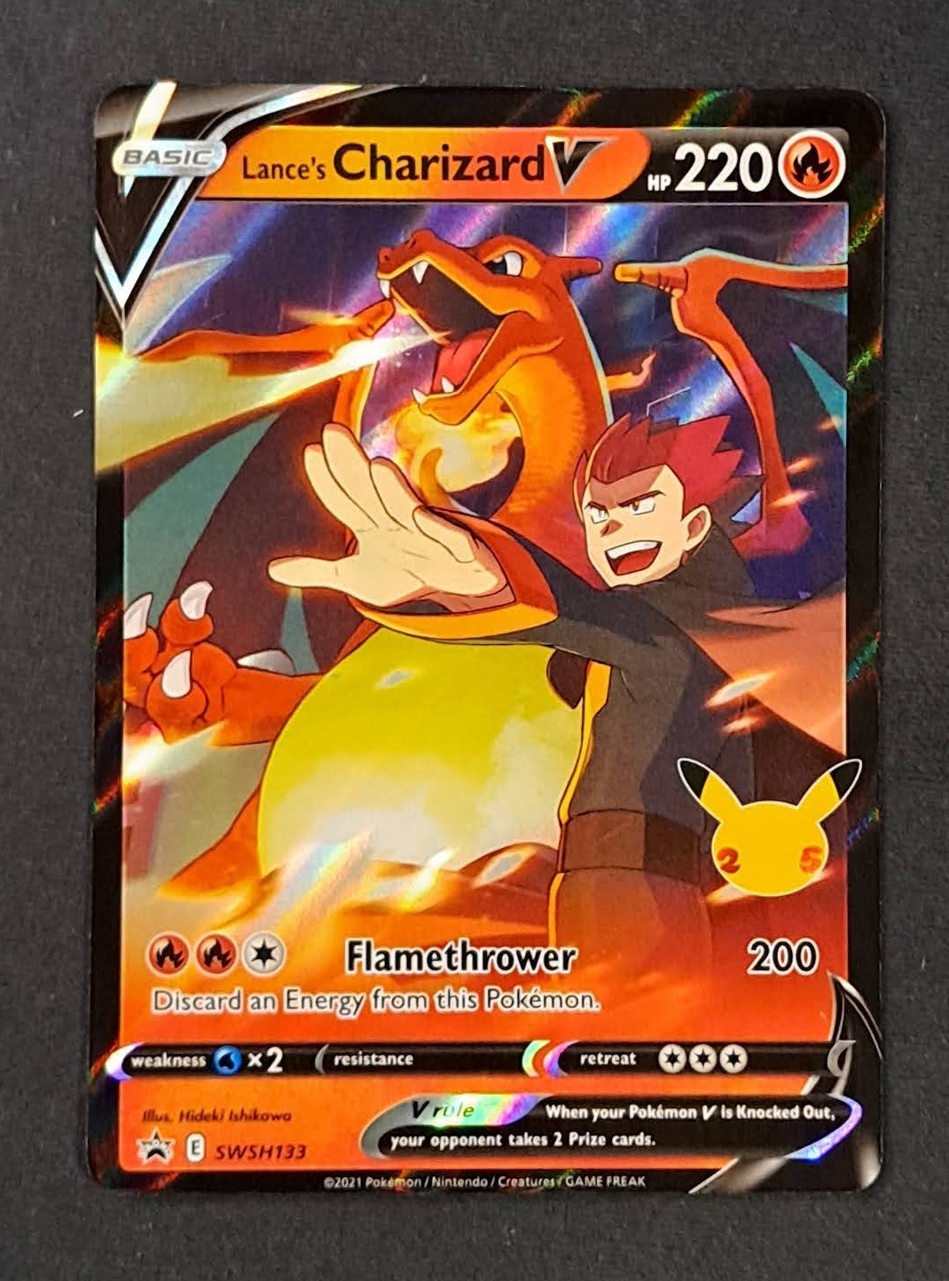 Pokemon Lance's Charizard V Celebrations SWSH133 Black Star Promo Near Mint