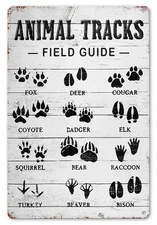 CrazySign Animal Tracks Field Guide Sign Log Cabin Wall Decor, Forest Hunting...