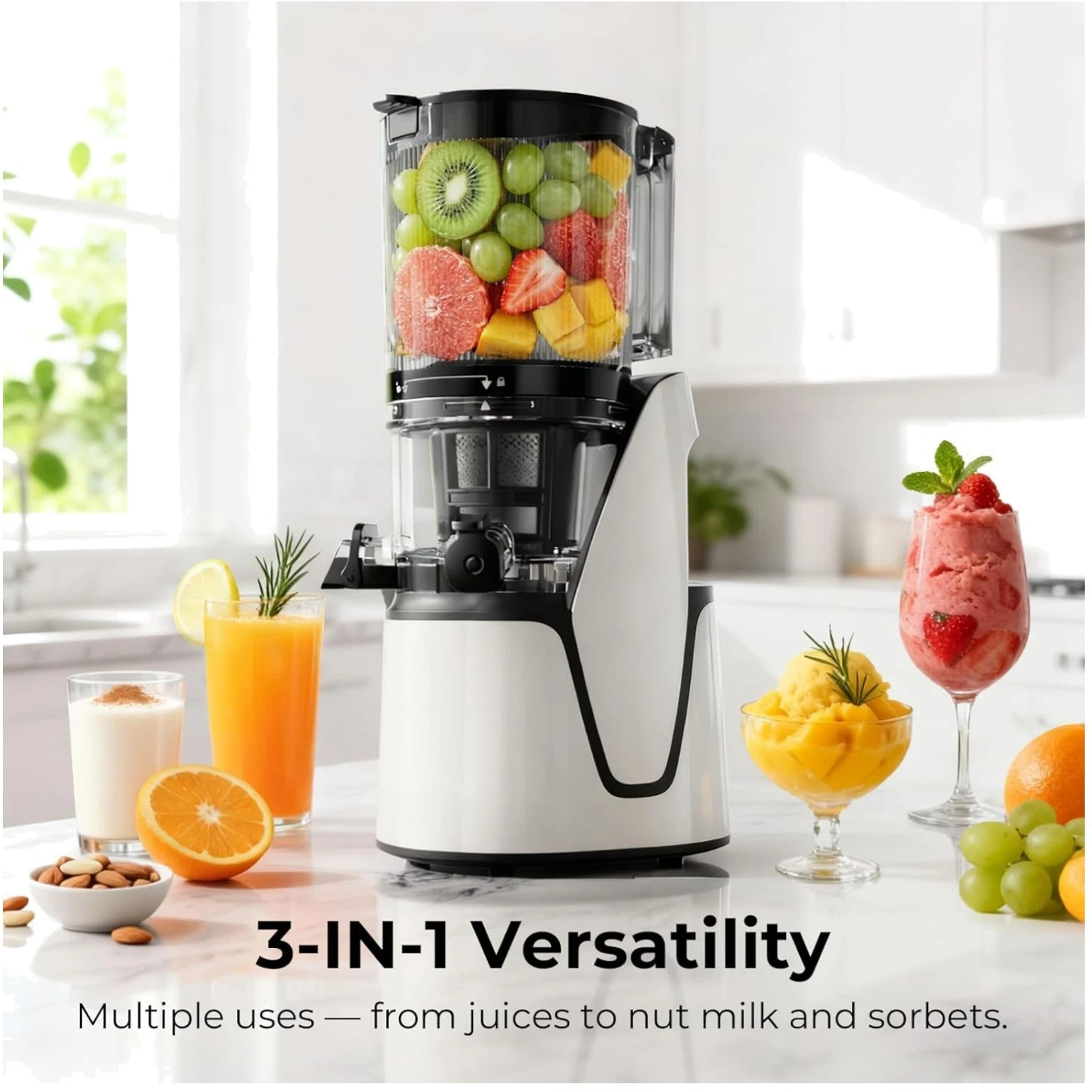 Versatile Juicer, Large Capacity, AC Motor, Bright White