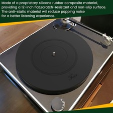 12-Inch Turntable Platter Mat Black Rubber Silicone Slip-Resistant Universal NEW