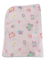 Vtg Circo Target Pink Butterfly Flower Baby Blanket Lovey Purple Aqua Daisies