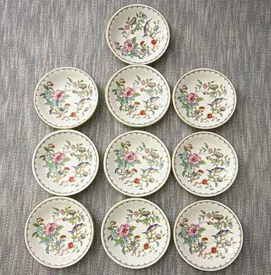 Aynsley Pembroke Bone China Floral Birds Saucers  Set of 10 Printed Backstamp