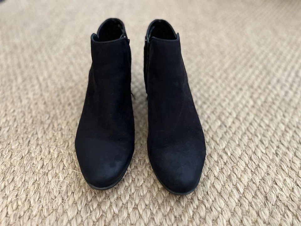 Botines Blondo Mujer Talla 11 Negro Gamuza Cremallera Lateral Tacón Bloque Impermeables Foto 2 de 4