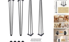 30Inch Hairpin Table Legs Set of 4 Desk Legs  900lbs Load Capacity   30in Black