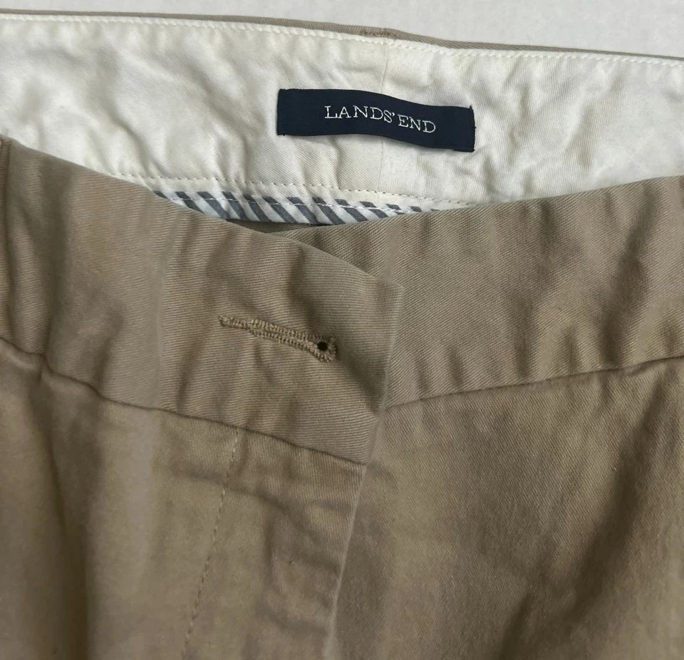 Pantalones Cortos Lands' End Para Mujer Tiro Medio Talla 14 Caqui Bolsillo Chino Elastizados Foto 2 de 4