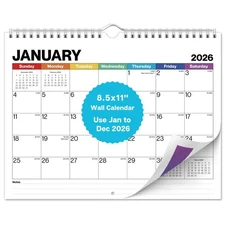 Dunwell 8.5x11" Wall Calendar 2026 (Colorful), Use January to December 2026, ...