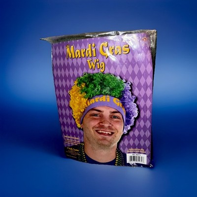 Mardi Gras Wig Purple Green & Gold Adult One Size Fits All