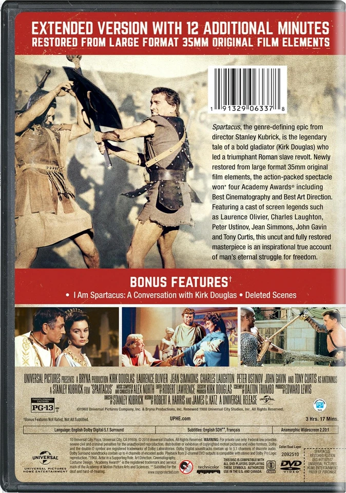 Spartacus DVD Kirk Douglas NEW — 第 3/3 张图片