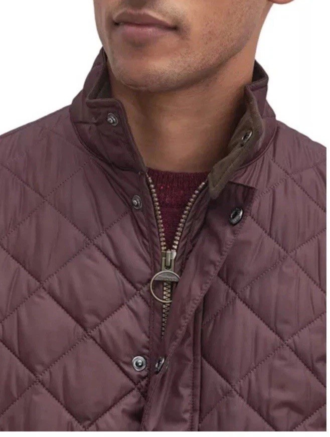 BARBOUR Lowerdale Mens Diamond Quilted Gilet Size L Blackberry Outdoor Preppy Vest