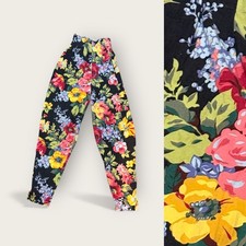 Vintage 80s BETSEY JOHNSON Punk Label High Waisted Floral Pants