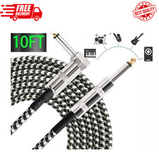 10ft NOISELESS Electric Guitar Bass Cable Pedal AMP Cord 1/4" For GIBSON FENDER