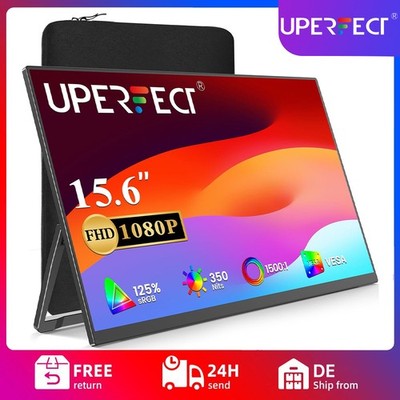 UPERFECT Portable Monitor, 15,6 Zoll Tragbarer Monitor Display 1080P 1500:1 IPS