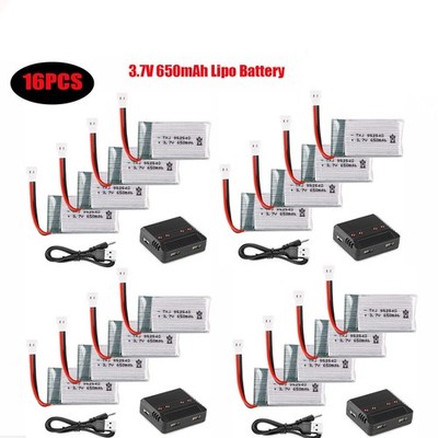 16 Stück 3,7V LiPo-Batterie-USB-Ladegerät und  650mAh LiPo-Batterien für Syma X5