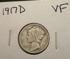 Mercury Dime 1917-D, Higher Grade, Better Date, 2nd Year.