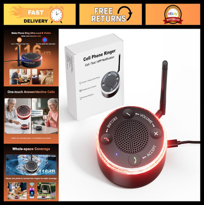 Ultra Loud Cell Phone Ringer Amplifier & Flasher - 116dB, Bluetooth 5.3, One-Tou