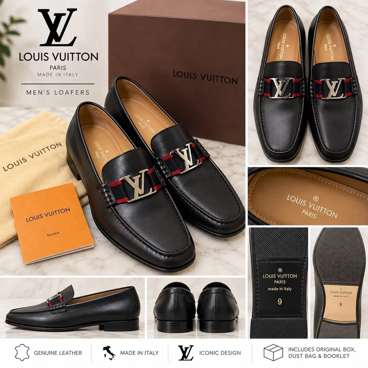 25+ Louis Vuitton Loafer Black Casual Shoes for Men for sale