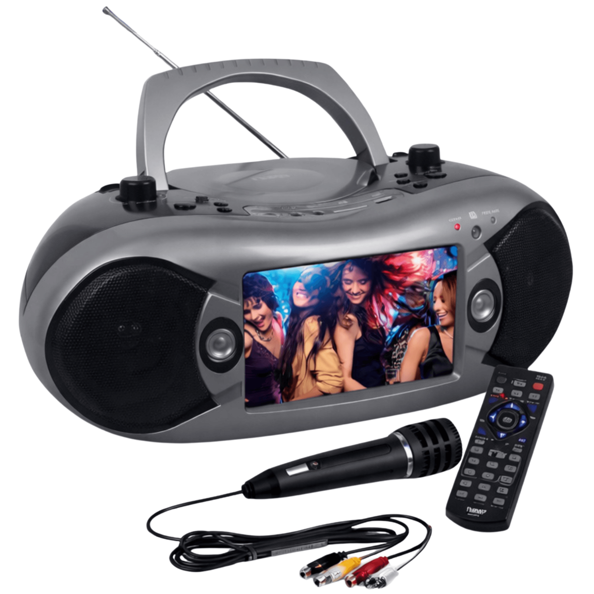 Naxa 7” Bluetooth TV DVD Boombox with Mic Grey - Refurbished Grade