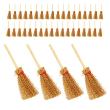 50 Pcs Miniature Wooden Brooms For Dollhouse Landscape Mini Broom Decorations