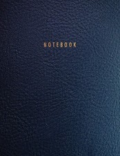 Notebook: Dark Blue Leather Style Softcover Executive Notebook with Gold Letteri