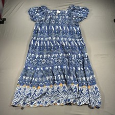 Knox Rose Blue Boho Short Sleeve Rayon Midi Dress Large