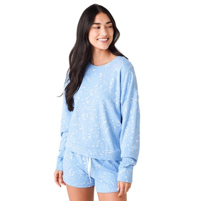 P.J. Salvage Womens Large Flick Of The Brush Pullover Blue Paint Splat RXFBLS