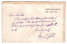 Edmund Yates Signed Letter 1874 / Autographed Scottish Novelist, Journalist