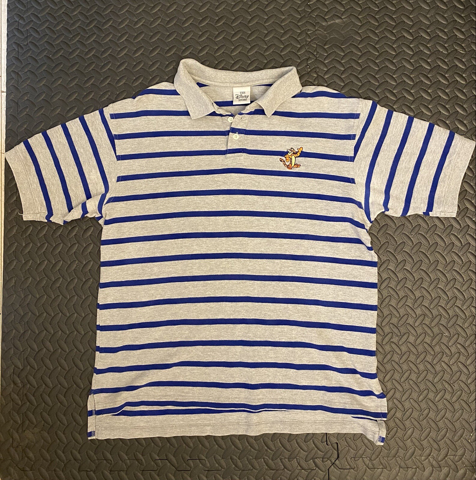 Vintage Disney Store Winnie The Pooh Tigger Polo Shirt Striped Mens Large