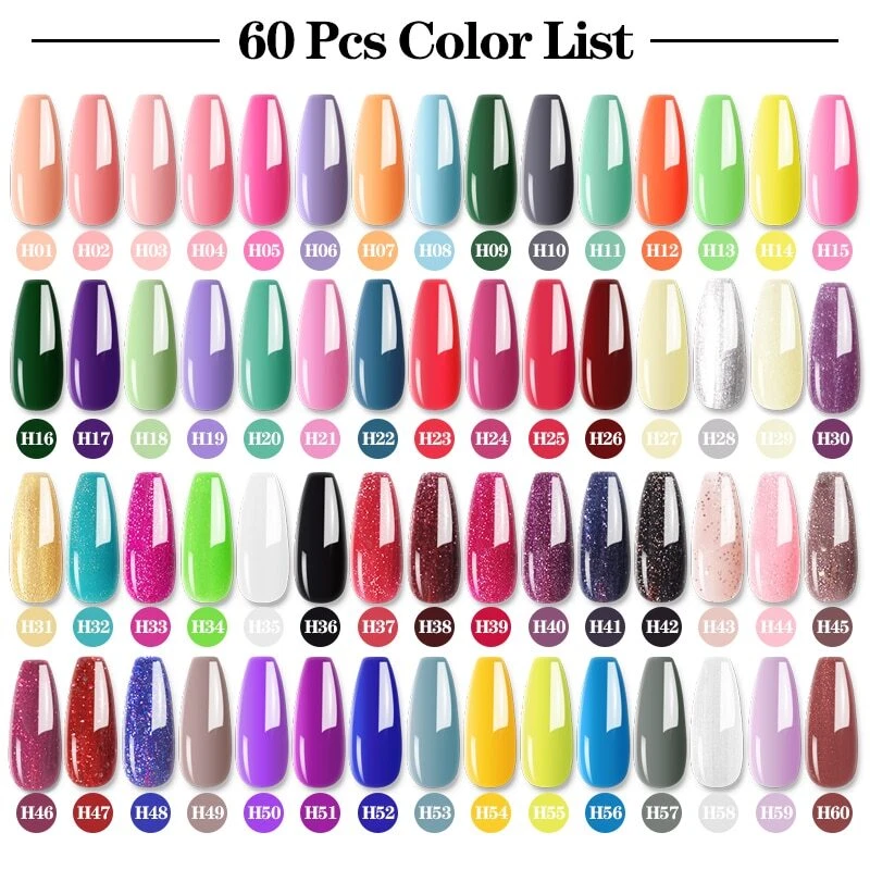 60pcs 40pcs Color Gel Nail Polish Set 80Colors Semi Permanent UV Led Gel Varnish
Opens in a new wind