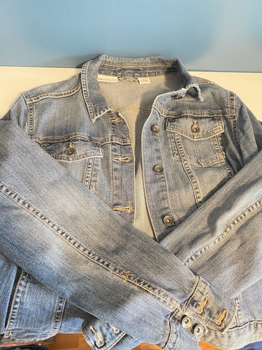 Liz Claiborne Jean Jacket Y2K Womens Sz XL Light Blue Denim Button Up w/pockets
