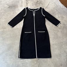 Ann Taylor Bodycon Dress Womens Small Black Knit 3/4 Sleeve Wool Blend Office