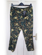 ZARA Green & Yellow Floral Trousers with Waist Tie, size M 10/12 - BNWT