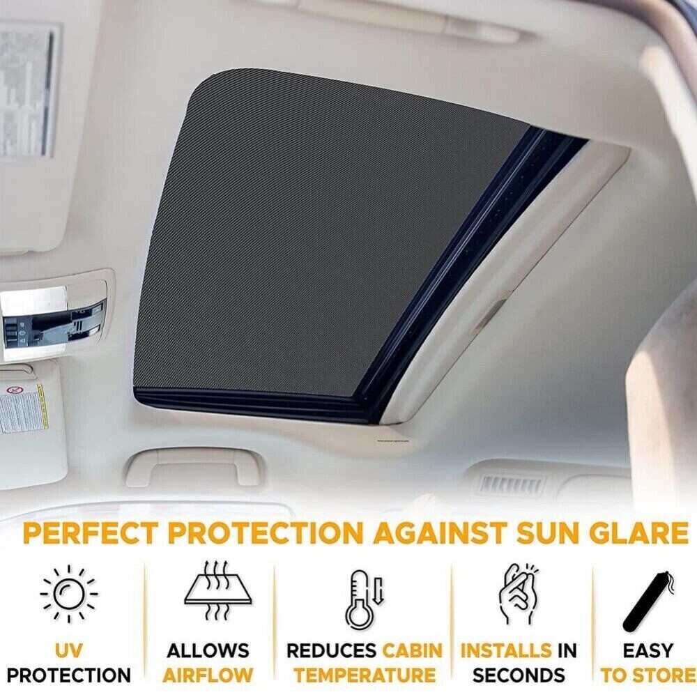 1x Black Magnetic Car Sunroof Mesh Sunshade Cover for UV Protection
