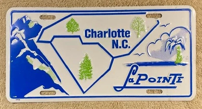 Charlotte North Carolina Vintage Booster License Plate Lapointe Just Beautiful - Image 1 of 1