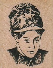 Lady In Hat 1 1/2 x 1 3/4" Rubber Stamp, Person Stamp, Lady Stamp