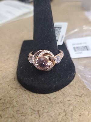 Blush Zircon Simulant And White Cubic Zirconia 18k Rose Gold Over Sterling Silve