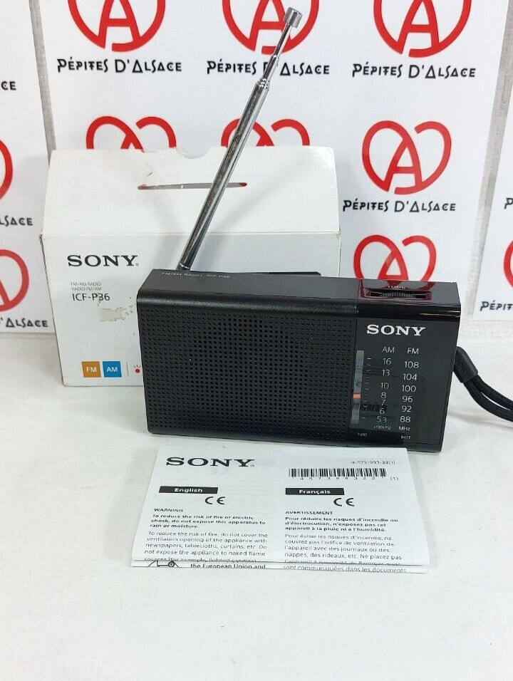Sony ICF-P36 RADIO FM/AM Portable Tuner Indicateur LED Avec Boite TBE Fonctionne