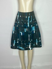 EXPRESS BLACK TURQUOISE PRINT PLEATED SKIRT SIZE 10