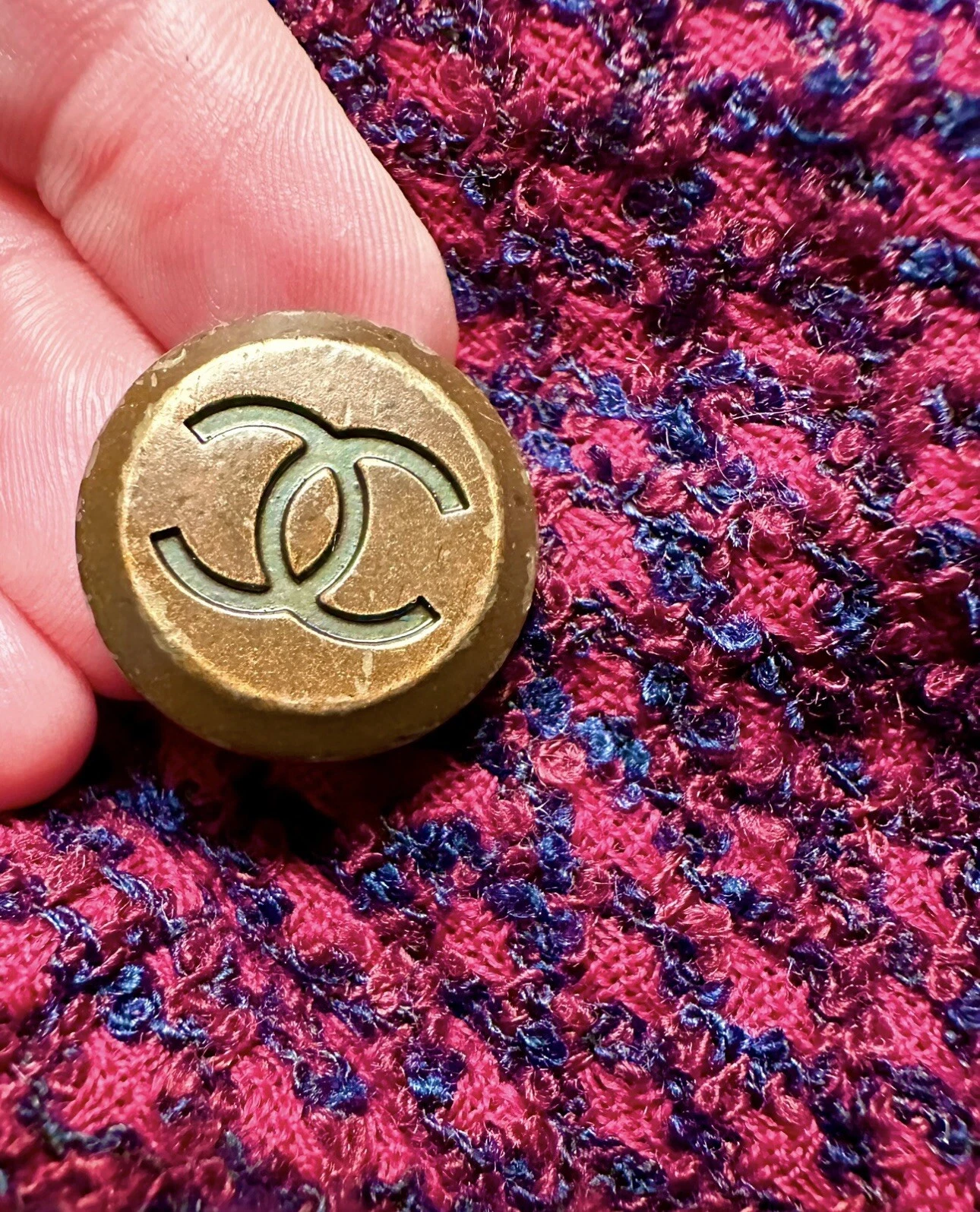 Chanel Vintage 1998 Barbie Rosa Blu Tweed Boucle Giacca 36 38 4 6 Cappotto Vintage S M