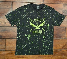 Akademiks Men's Neon Green & Black Textured Force of Nature T-Shirt Size XL