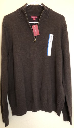 Merona Mens Brown Quarter Zip Sweater 