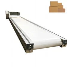 59"x7.8" White PVC Belt Conveyor Mesa Speed Adjustable Transport Machine 110V