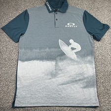 Oakley Polo Shirt Mens Small Green Surf Print Tour Issue Pro Golf Patrick Rodger