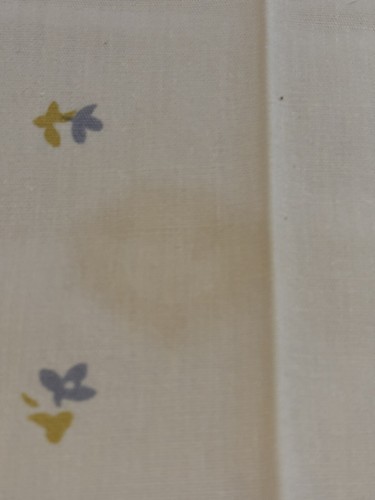 Tovaglia vintage metà secolo 53X58” cotone floreale fiori rosa con bordo giallo - Foto 8 di 10