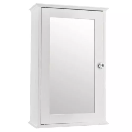 Single Door Mirror Indoor Bathroom Wall Mounted Cabinet Shelf White High Quality
