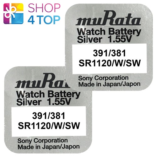 2 Murata 381 391 Sr1120sw Batteries Silver 1.55V Watch Battery Sony EXP 2022 New