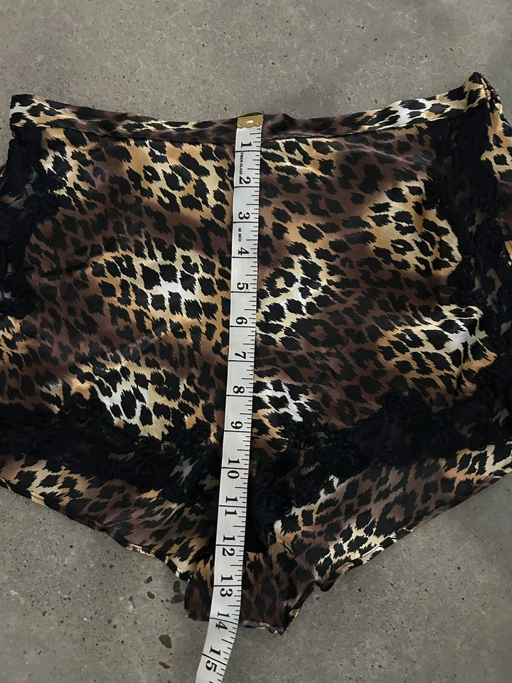 Conjunto de Pantalones Cortos Cami Vintage Victoria's Secret Y2K Grande y Mediano Encaje Leopardo Foto 4 de 4