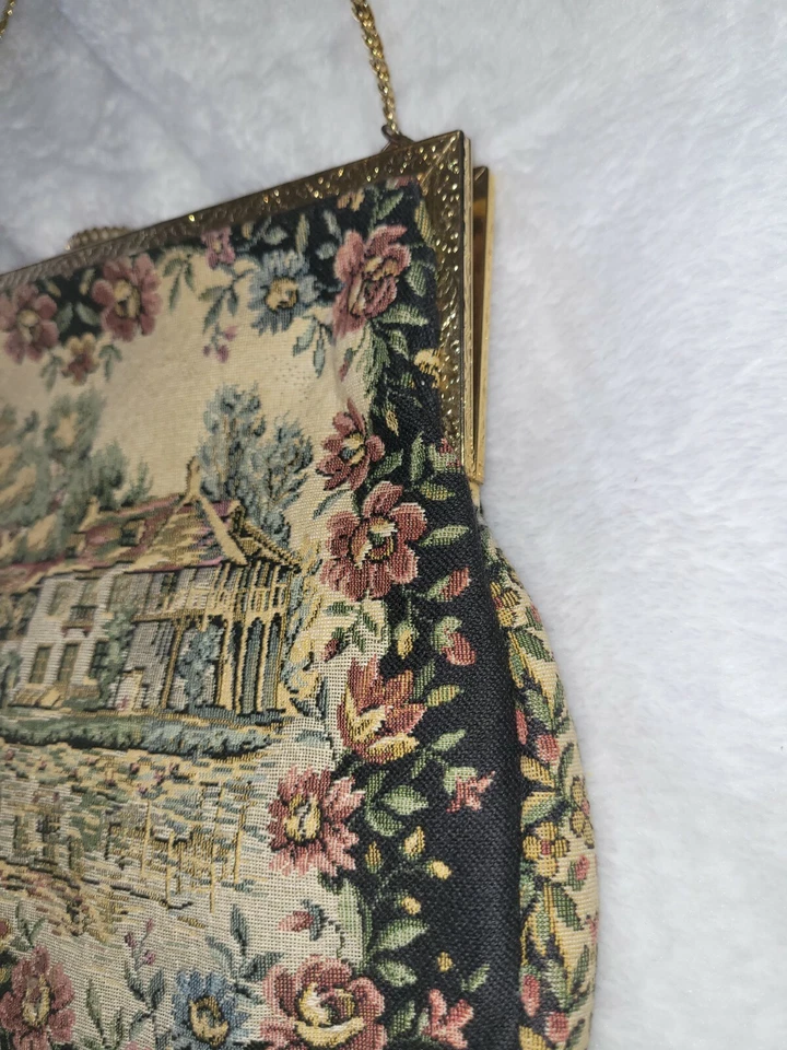 Антикварная французская маленькая сумочка H.A & E Smith Ltd бермуды отличной формы ар-деко с цветочным рисунком - Изображение 4 из 4